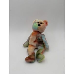 1996 TY Peace Bear Beanie Baby DOB Feb.01.1996